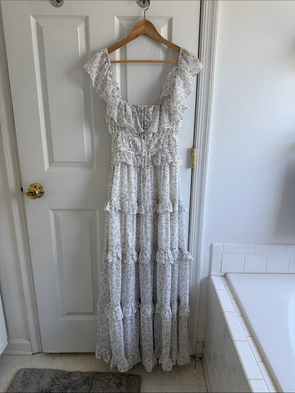Lavender floral tiered maxi dress